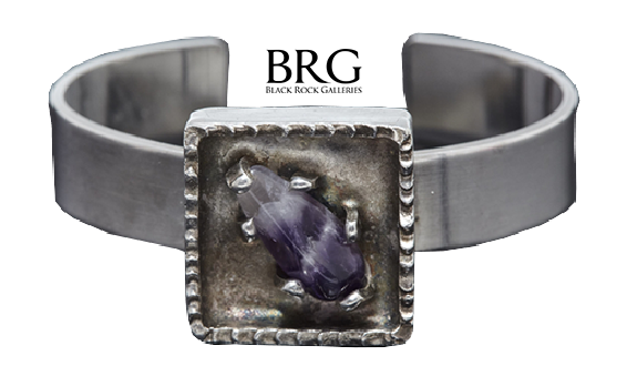 Scandinavian Design - Danish Modernist Sterling Silver And Amethyst Bracelet